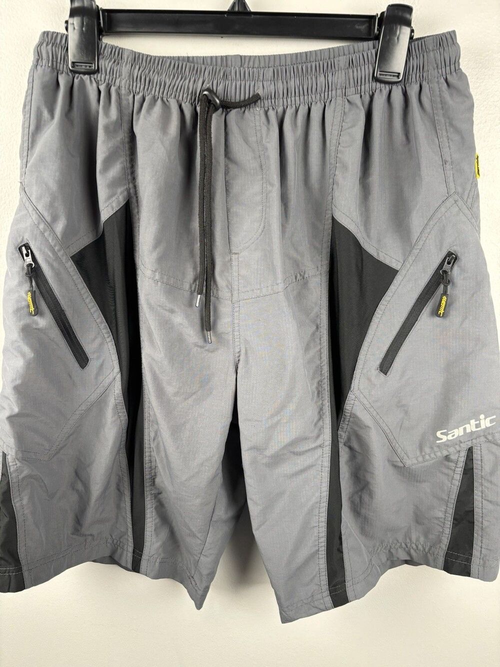 Santic Cycling Shorts Adult Large Gray Black BMX Cargo Lined Padded Nylon Shell
